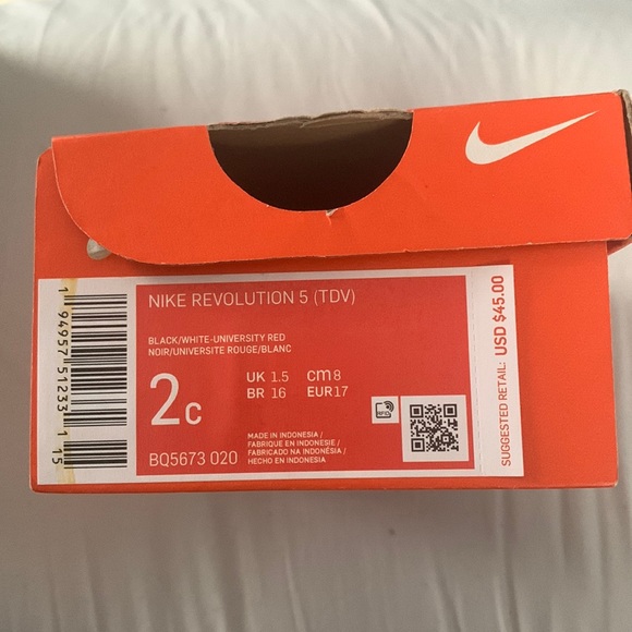 NIKE Revolution 5 - Infant Size 2C - Black, Red, Blue & White - Picture 3 of 4